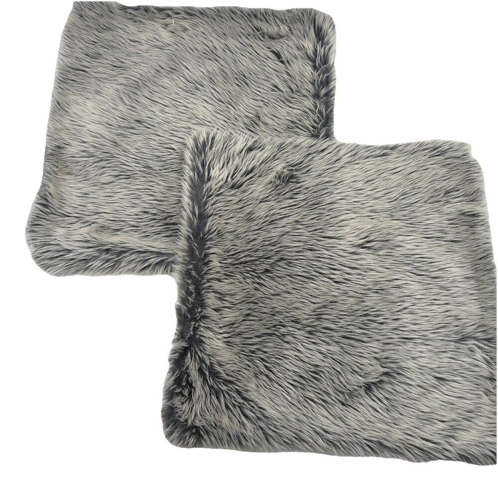 Pottery Barn Faux Fur Accent Pillows - Gray